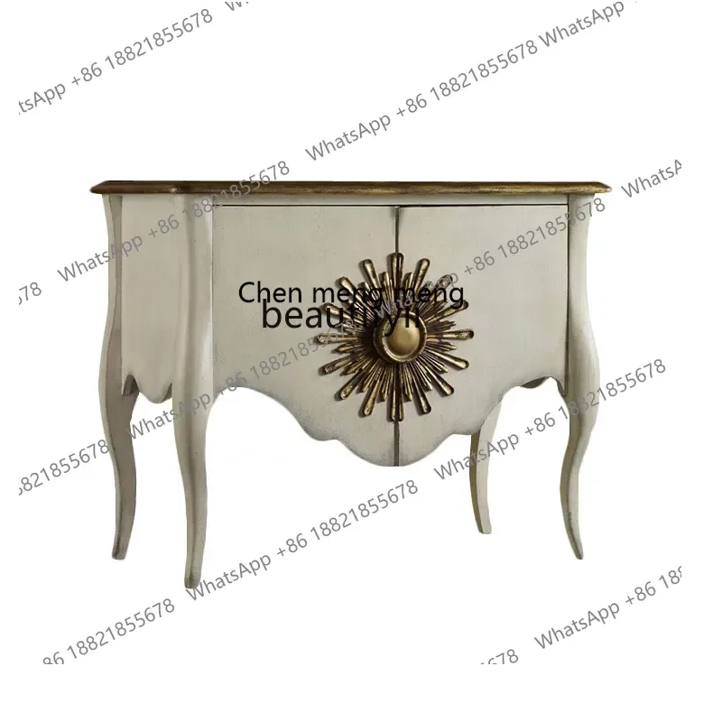 

X CQYAmerican neoclassical European-style engraved solid wood dining side cabinet entrance cabinet, French retro decorative cabi