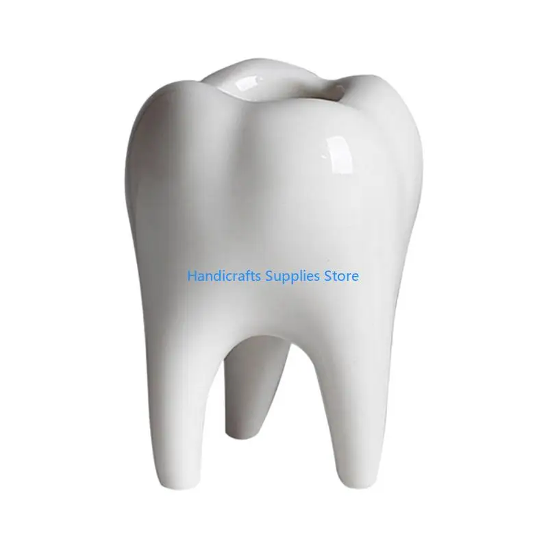 R1WA Ceramic Tooth Planter Holder Storage Bucket Personality Decoration Holder Creative Office Home Decoration