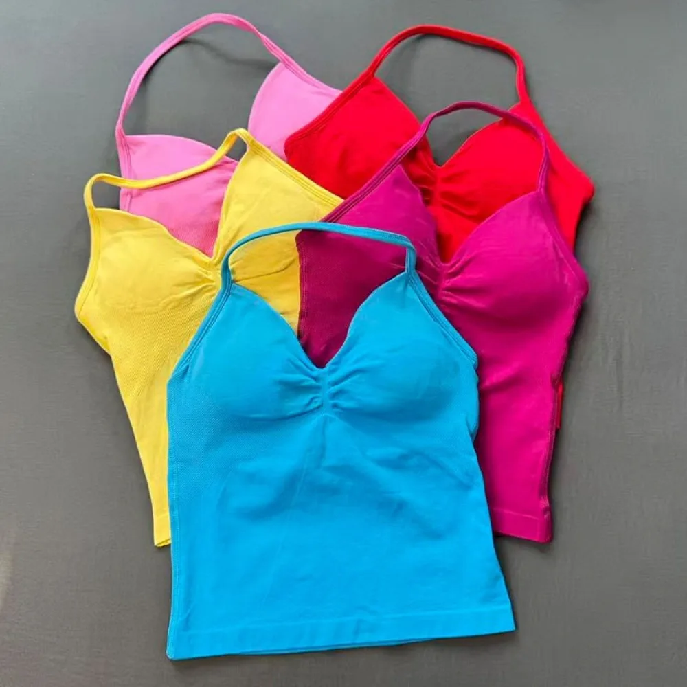 Women's Sports Top Longline Workout Tank Top Padded Halter Yoga Bra Naked Feel Body Shaping Moisture Wicking Gym Activewear
