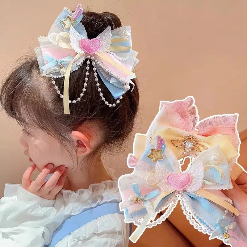 Children's Hair Kawaii Princess Bow Hairpins Barrettes Accessories Anime Fairy Hairpin Cute Clip Sweet Girls Hair Headdress