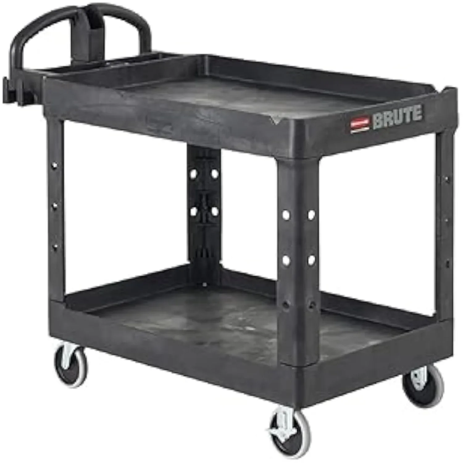 2-Shelf Utility/Service Cart, Medium, Lipped Shelves,500 Lbs Capacity, for Warehouse, Garage, Cleaning,Manufacturing