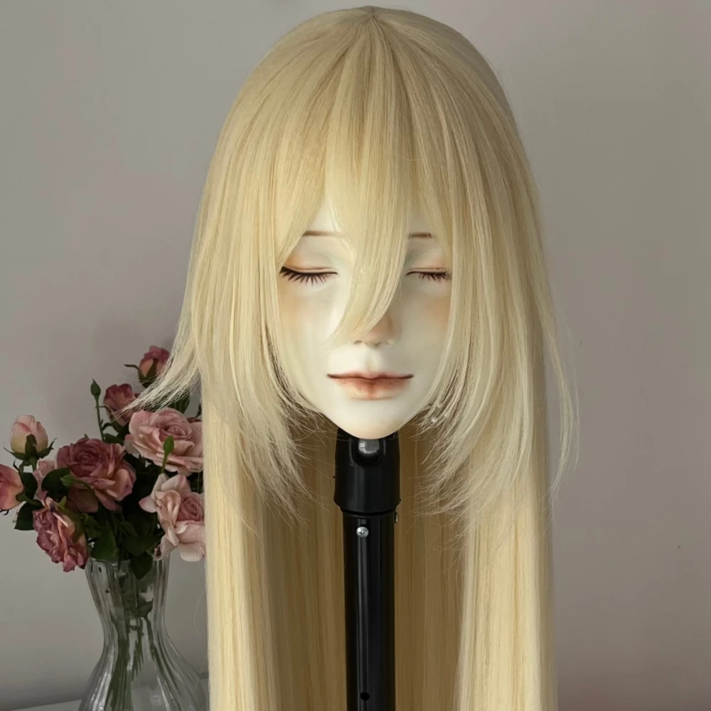 

Anime Rachel Gardner Cosplay Wig Pale Golden Long Hair Heat Resistant Synthetic Fiber Wig With Rose Net Rachel Cosplay Wig