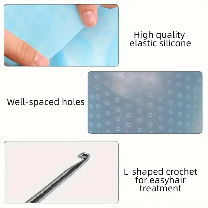 قابلة لإعادة الاستخدام سيليكون تلوين الشعر تسليط الضوء على غطاء مع خطاف معدني مقاومة للحرارة صبغ الشعر أداة صالون تصفيف الشعر البقشيش قبعات