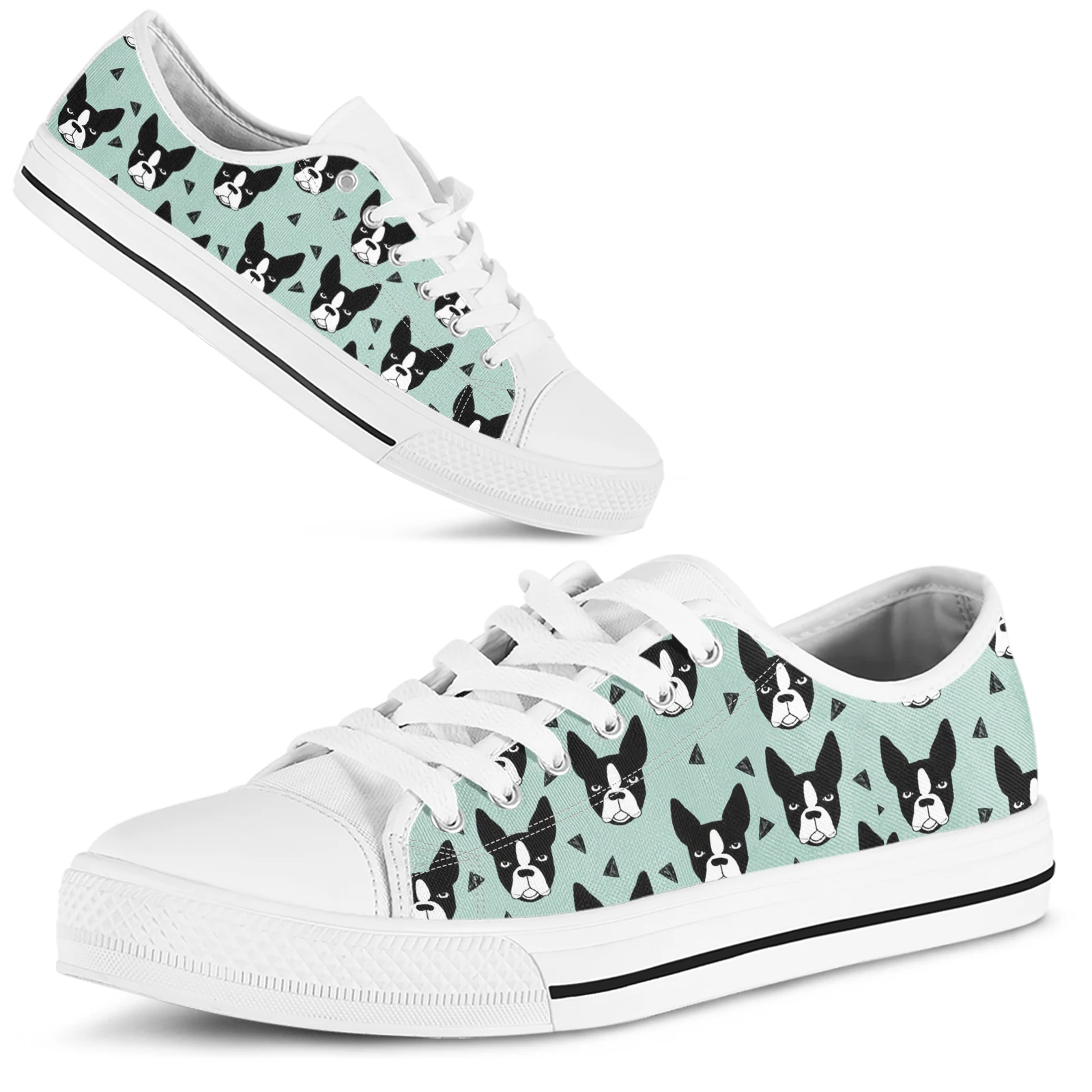 ELVISWORDS Boston Terrier Printed Comfortable Lace-Up Espadrilles Pet Dog Needs Custom Casual Shoes Dog Lover Gifts Zapatos