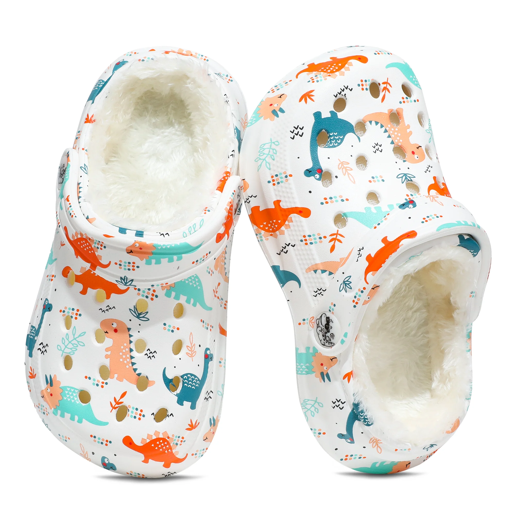 Kids Fur Lined Clogs and Mules, Lightweight Cotton Lined Garden Shoes, Winter Warm House Slippers for Boys Girls Toddler 168