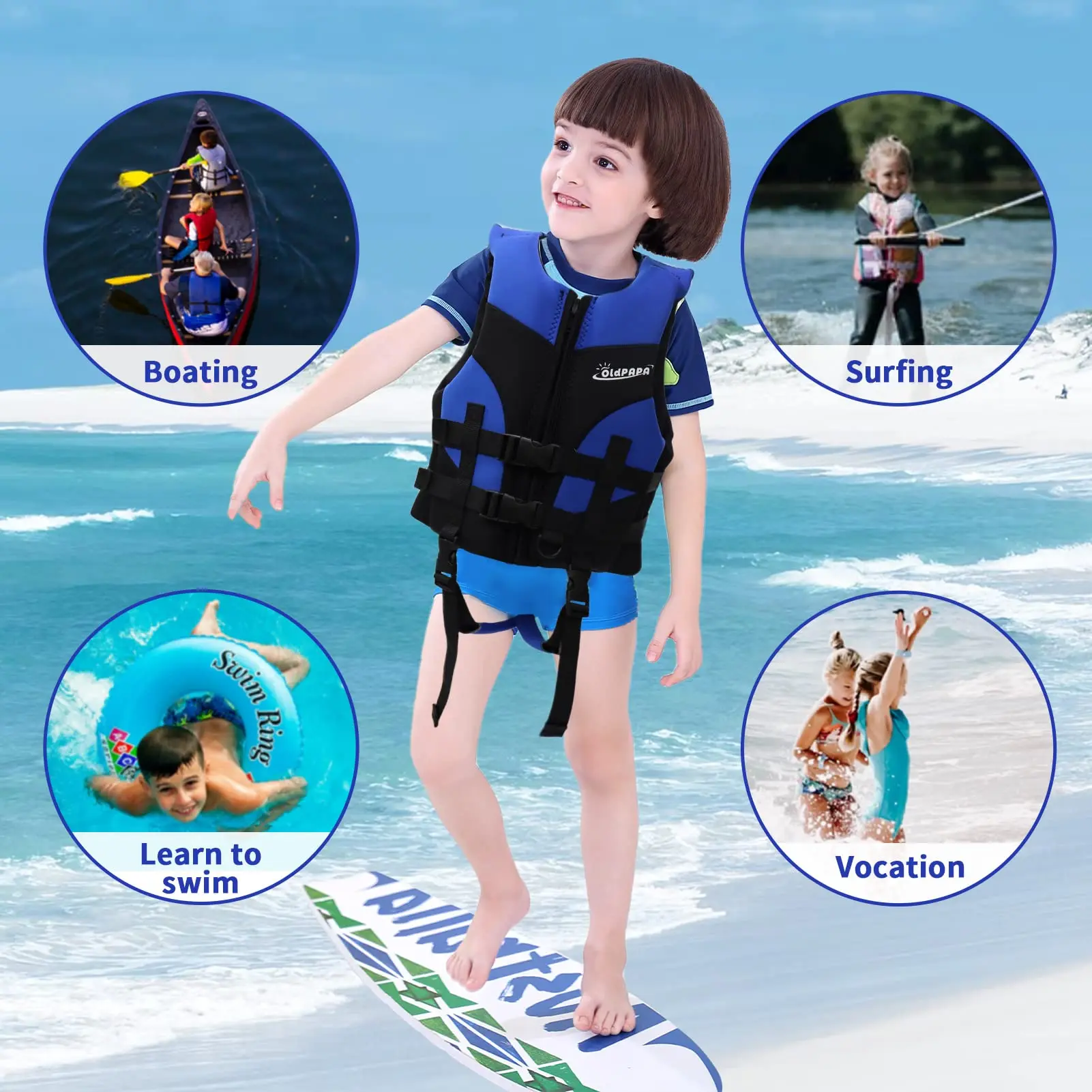 Swim Vest for Kids Children Swimming Jackets with Crotch Strap Summer Water Sport Assistance Float Jacket Swimwear for Boy Girl