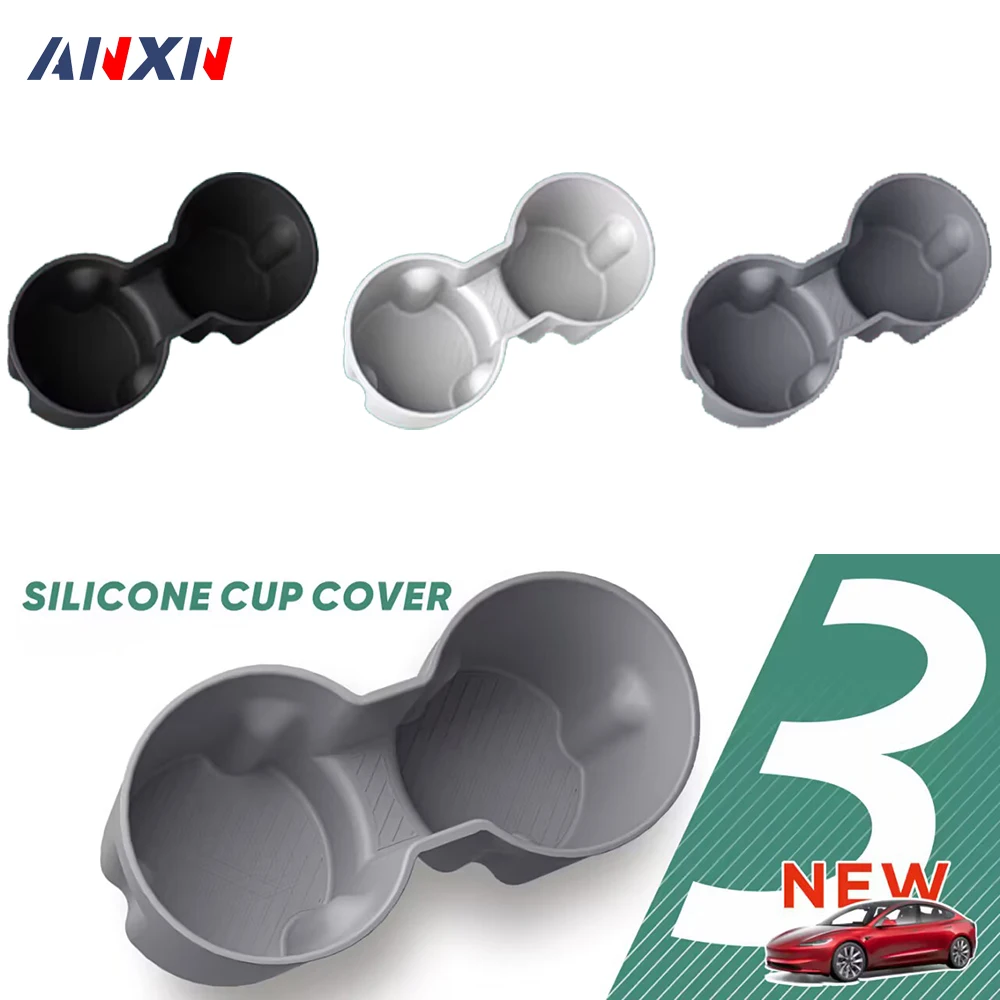 

ANXN Center Console Cup Holder Insert for Tesla Model 3 Highland 2024 Silicone Slot Cover Interior Accessories