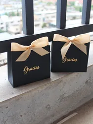 10/20/50 pcsDelicate Candy Gift Boxes Black, White,Green 'Thank You' Ribbon For Christmas, Birthdays, Baby Showers, Weddings! 