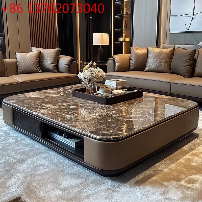 

Новый роскошный кофейный столик из мрамора для гостиной, комбинированный, для небольших квартир, домашний кофейный столик.
