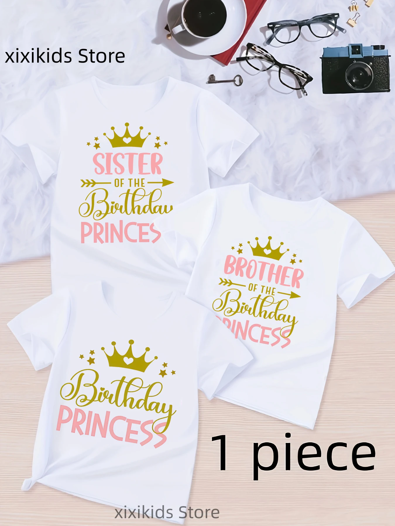 Birthday Princess Crown Prinetd White T Shirt Girls Brother/Sister Of The Birthday Prince Family Matching T-Shirt Kids Clothes