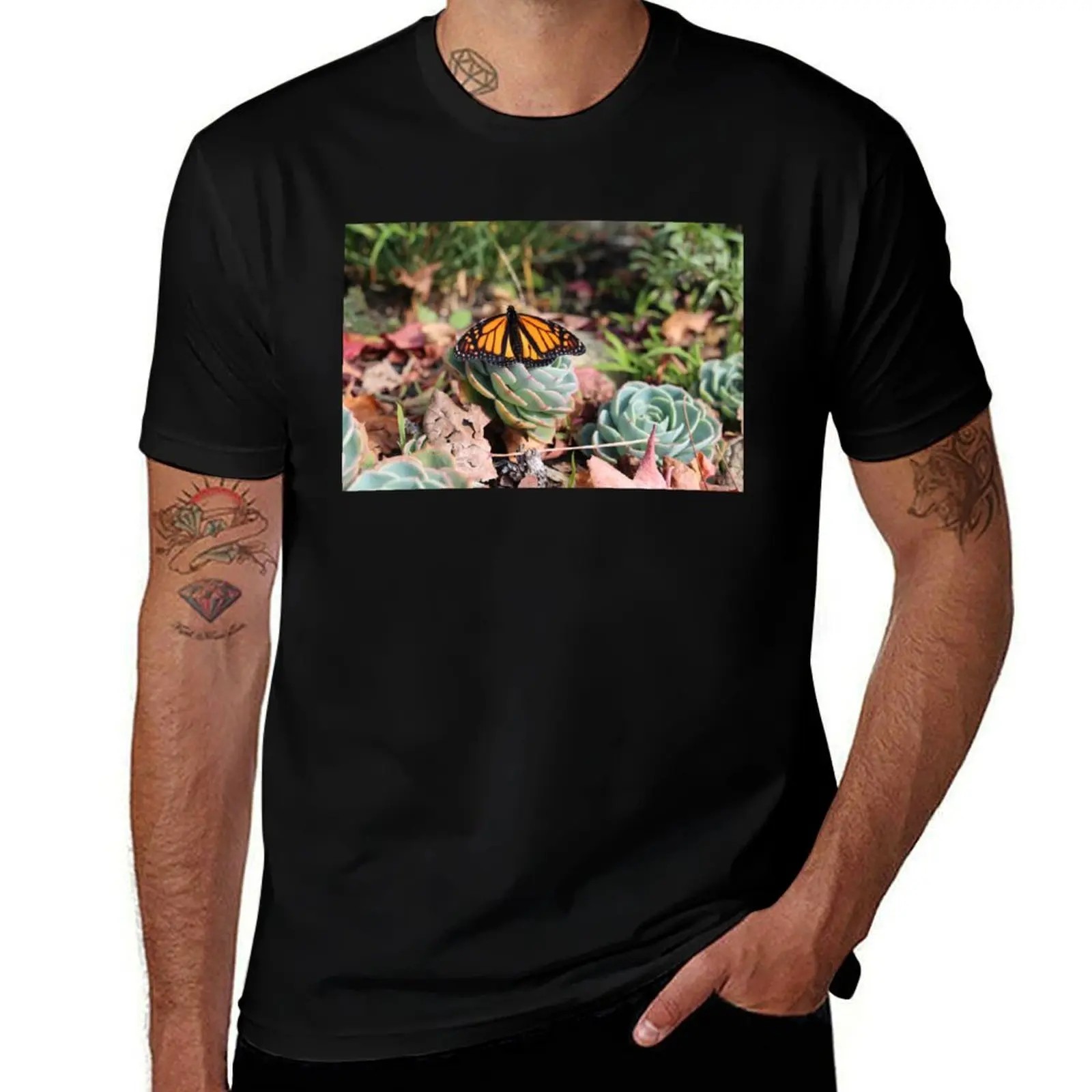 

Monarch on a Succulent T-Shirt anime plus size tops clothes Funny t-shirt mens clothes