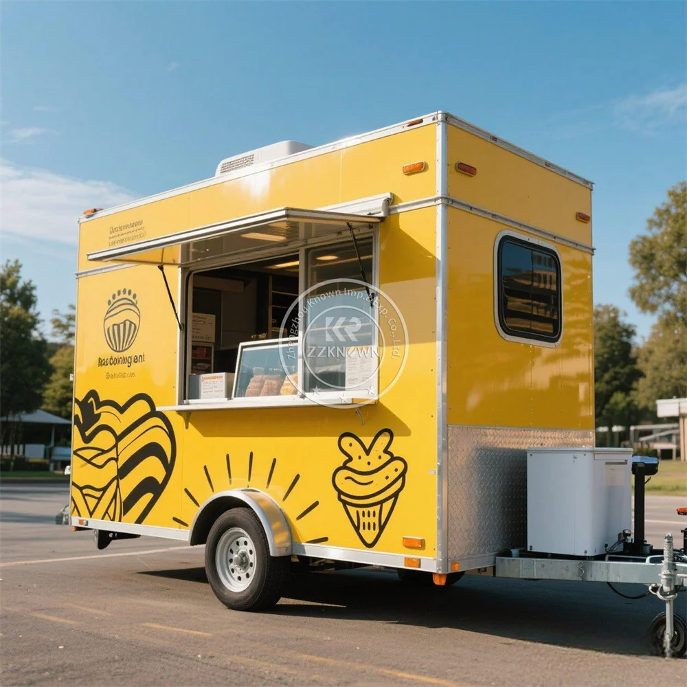 Customized Food Truck Street Pizza Hot Dog Cart Mobile Concession Ice Coffee Food Trailer With Full Kitchen
