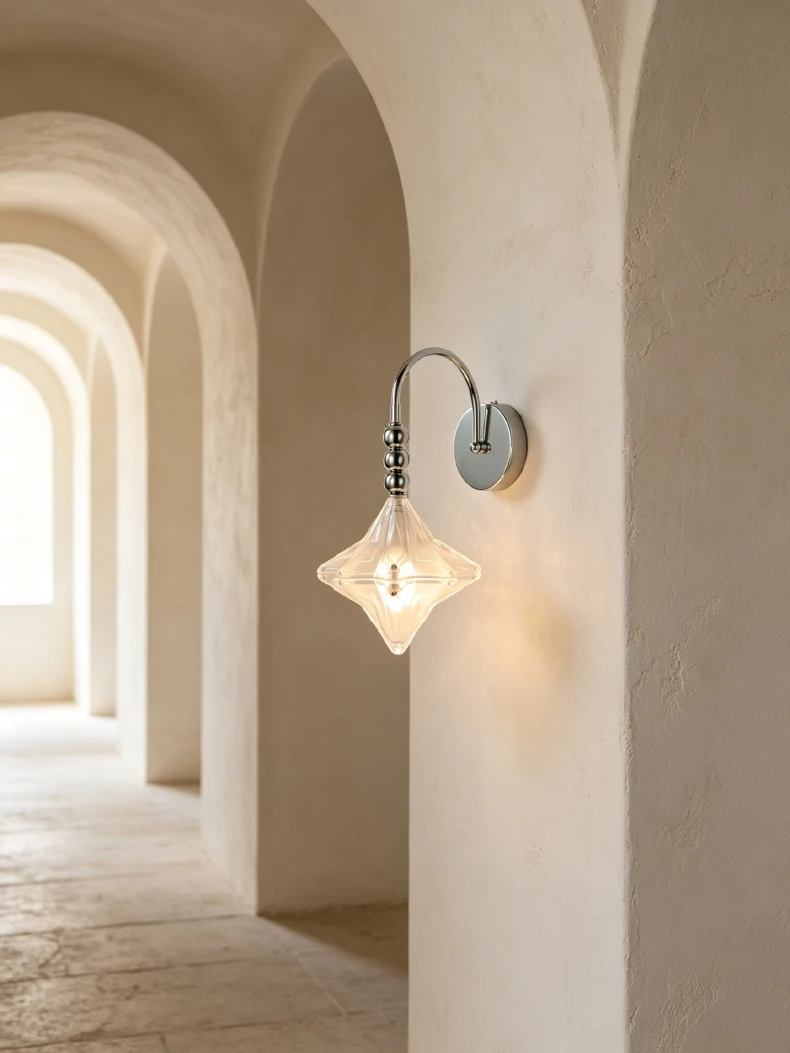 French Medieval Star Wall Lamp Bedroom Bedside Light Retro