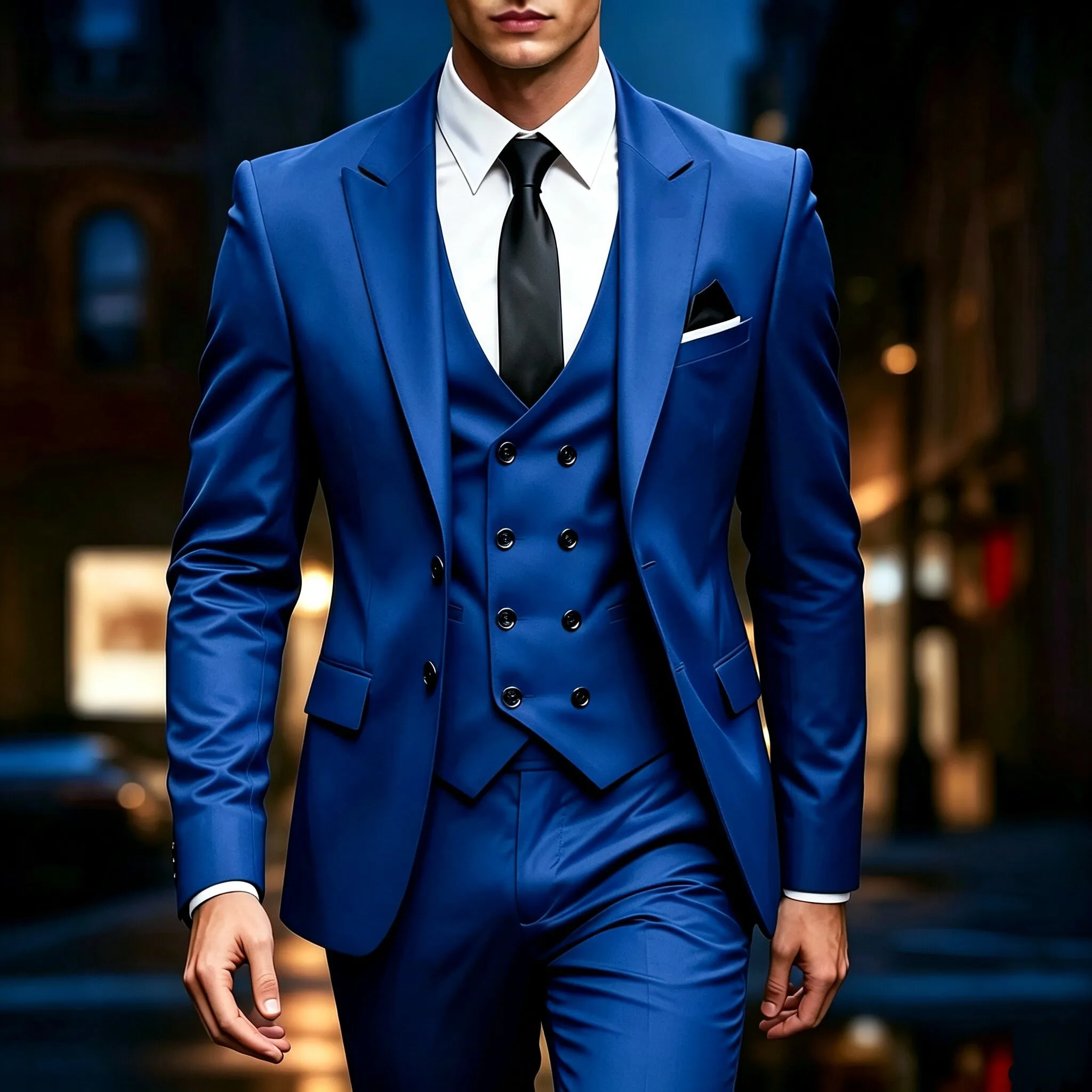 Dreiteiliger Herrenanzug | Hochzeitsanzug mit Blazer und Hose für Abschlussball, Bankett und offizielle Anlässe – Detail 5