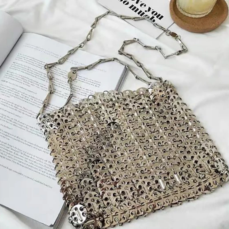 Luxury Designer Clutch Bags High Quality Handbag Handmade Sequined Woven Tote Bag for Ladies Sliver and Gold Party Wallet