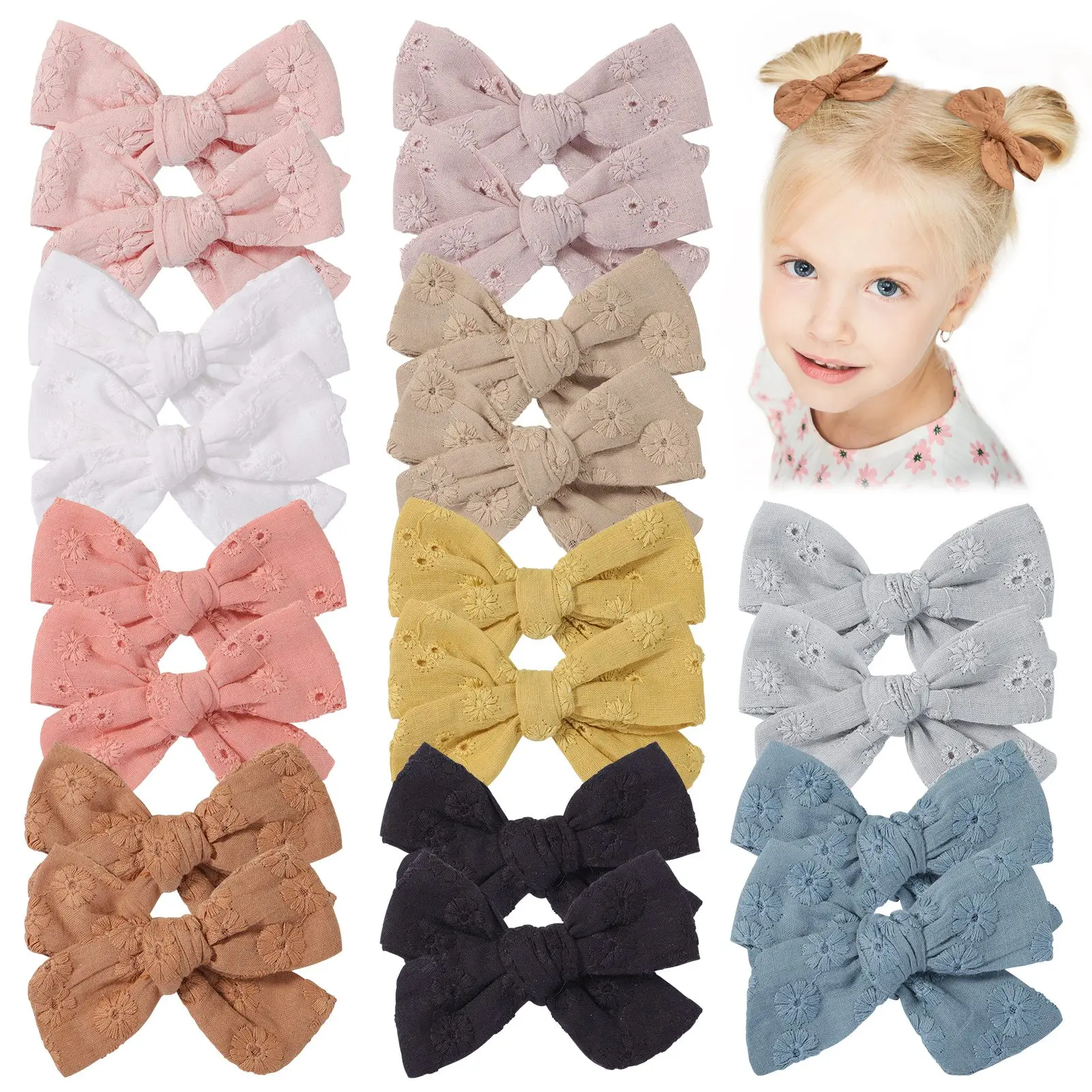 

2Pcs/lot Hollow Printing Bows Hair Clip for Girl Soft Cotton Hairpins Baby Hairgripe Lovely Barrettes Kids Hair Accessories Gift