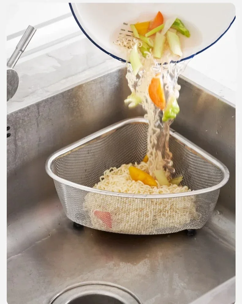 

Кухонный треугольный фильтр для раковины, подходит для пищевого фильтра из нержавеющей стали в кухонной мойке, подходит для кухонного мусора