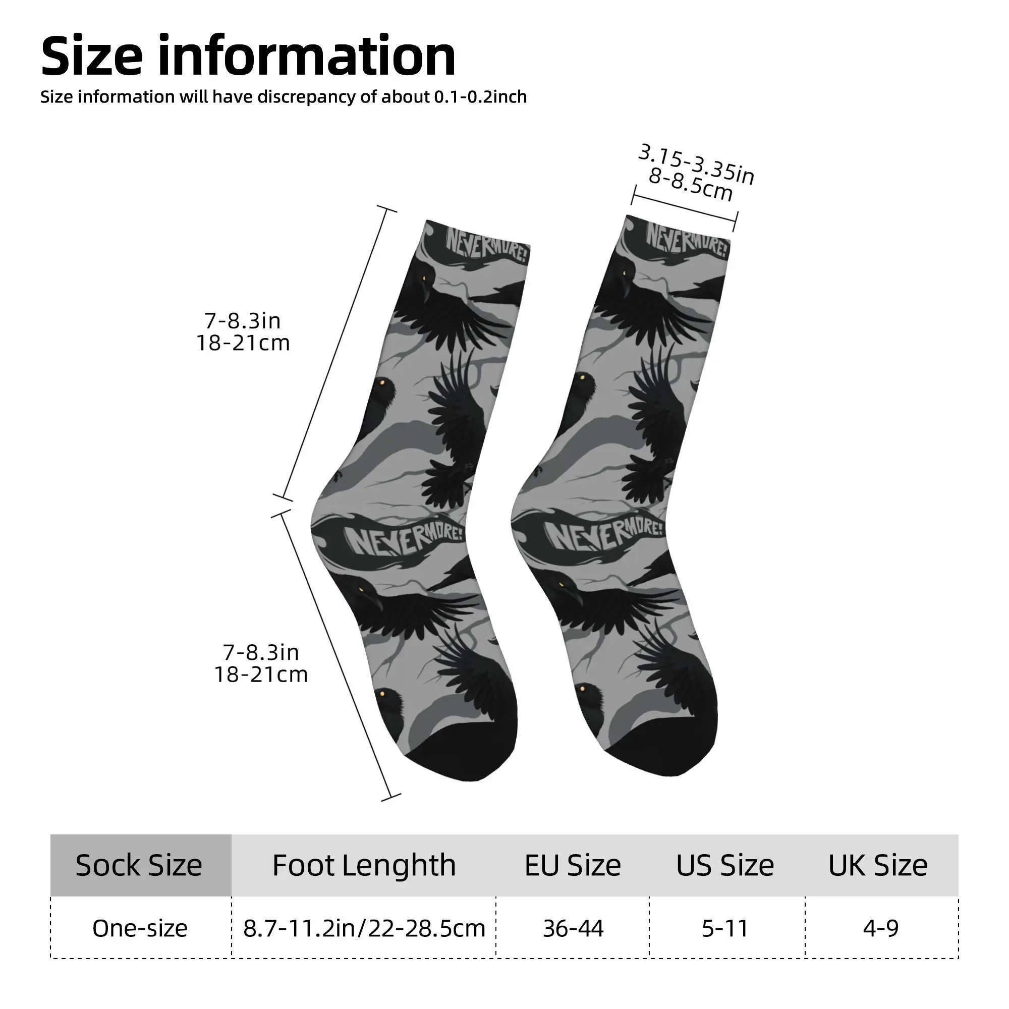 1pc Raven on A Branch   Printed Men's Socks Novelty Hip Hop Harajuku Pattern Crew Sock Casual Gift
