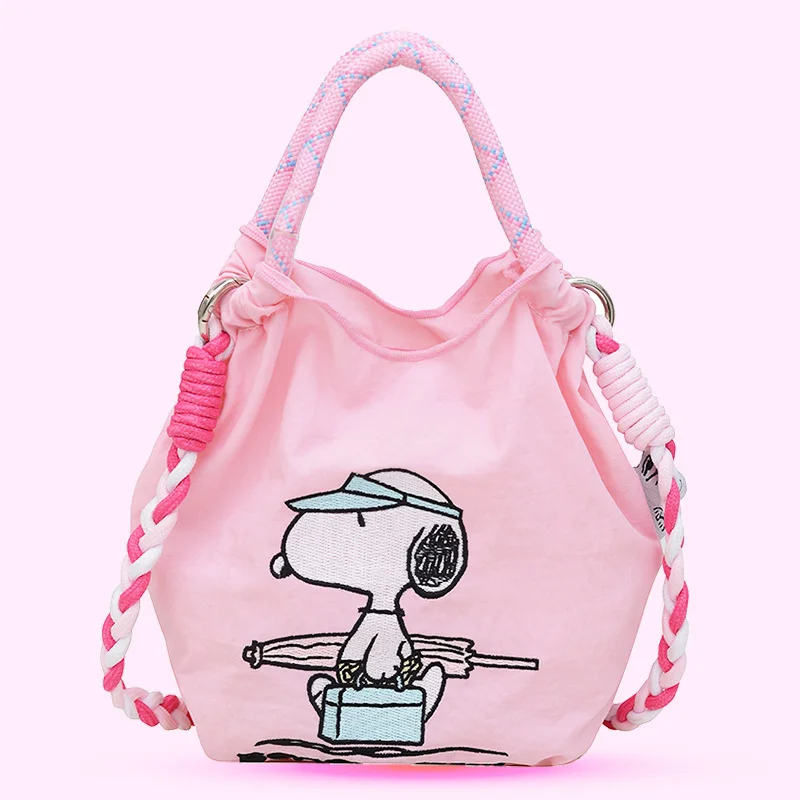 MINISO SNOOPY Nylon Cartoon Ten Thousand Needle Embroidery Embroidery Flower Drawstring MINI Phone Bag Crossbody Handbag Gift