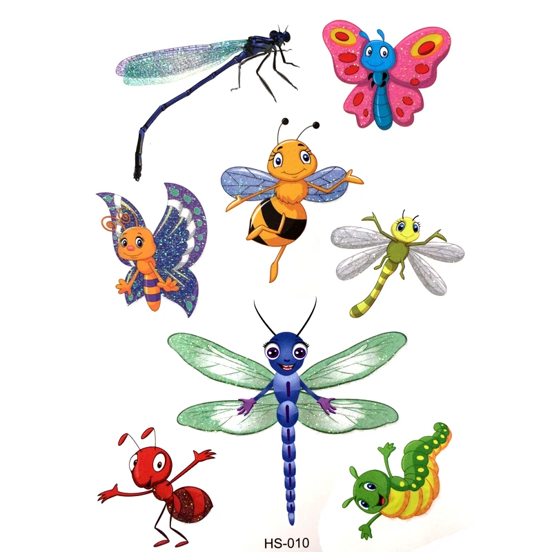 

3PCS Dragonfly Waterproof Temporary Tattoos Ant Tattoo Kids henna tattoo body art Tatuagem animal temporary tattoos sticker