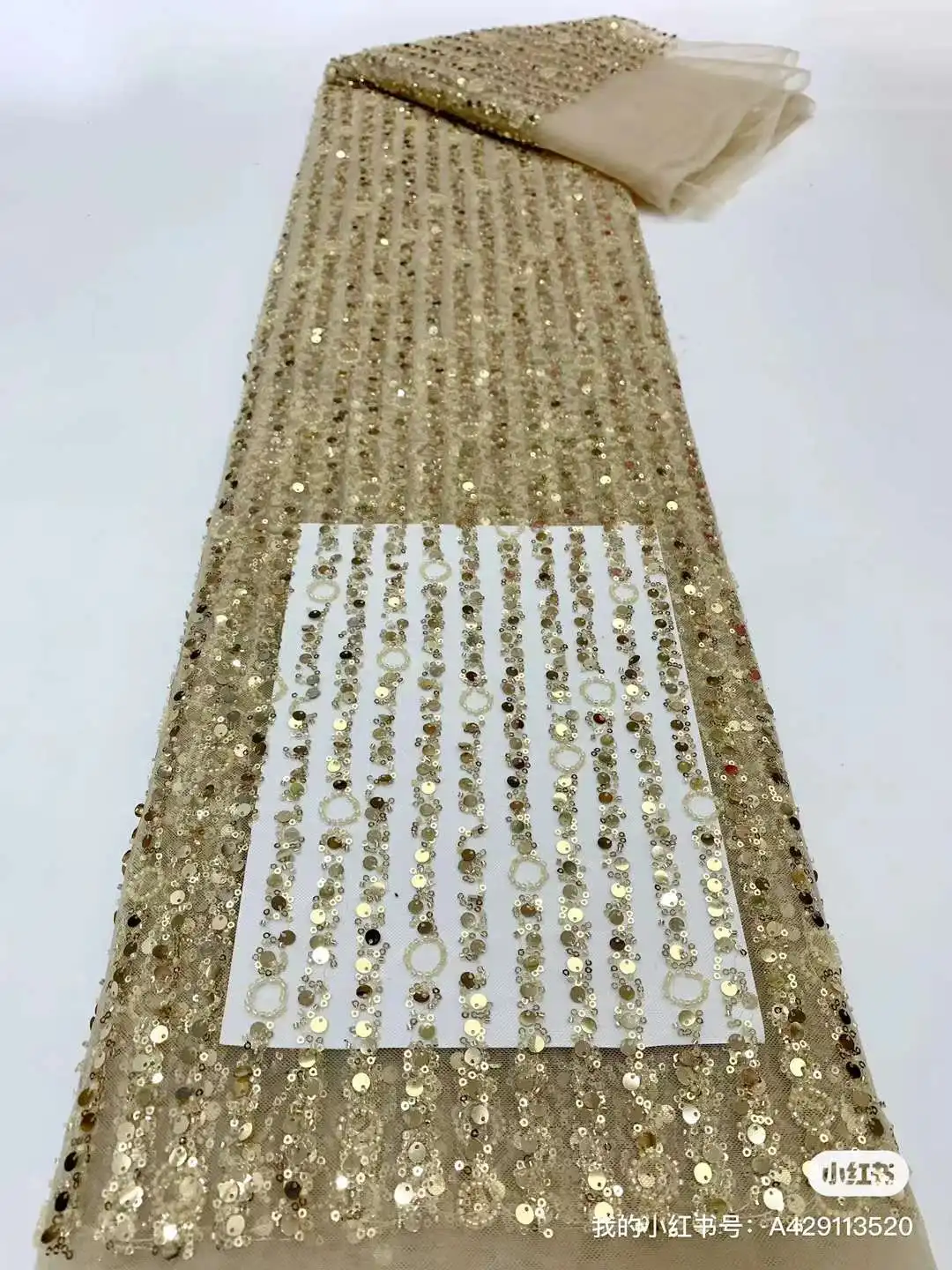 2024 High Quality African Nigerian Beads Lace Fabric Embroidery Tulle Sequins Groom Pearl Lace Fabrics For Dress Sewing  FS