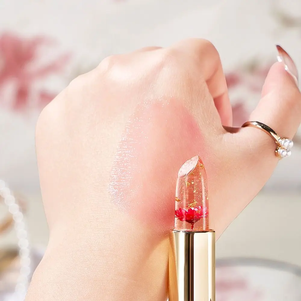 Transparent Jelly Flower Lipstick Moisturizing Nourishing Lip Balm Long Lasting Temperature Color Change Lip Gloss for Women
