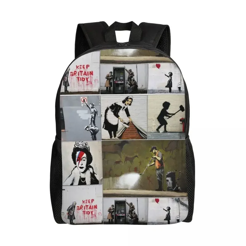 

Banksy Graffiti Merchandise Travel Backpack Men Women School Computer Bookbag Street Pop Art College Student Daypack Bags