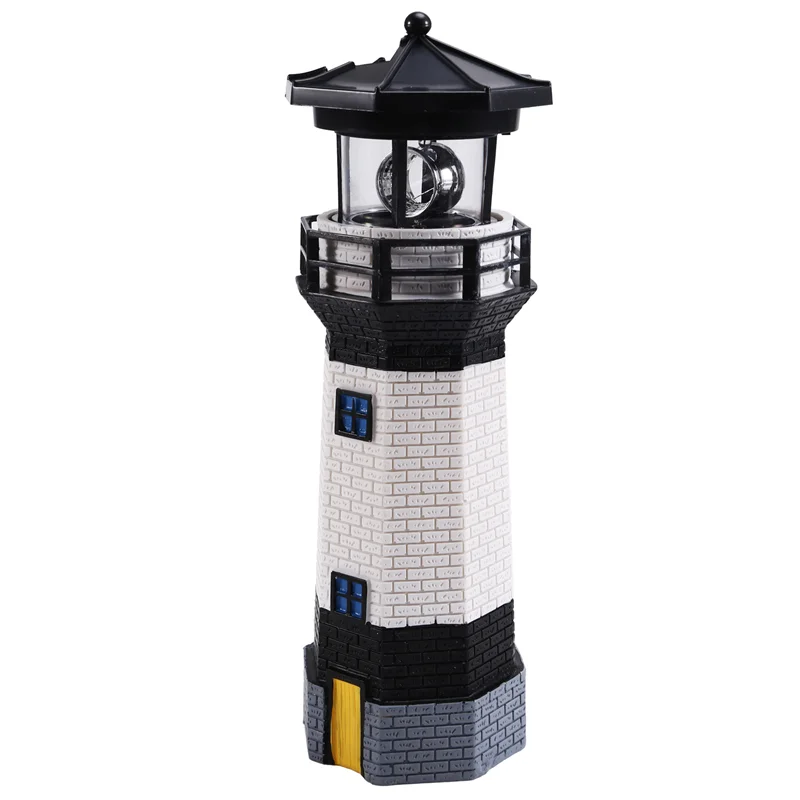 ABKS-Led Solar Rotating Lighthouse Outdoor Garden Decorative Light Garden Landscape Light Rotating  Light