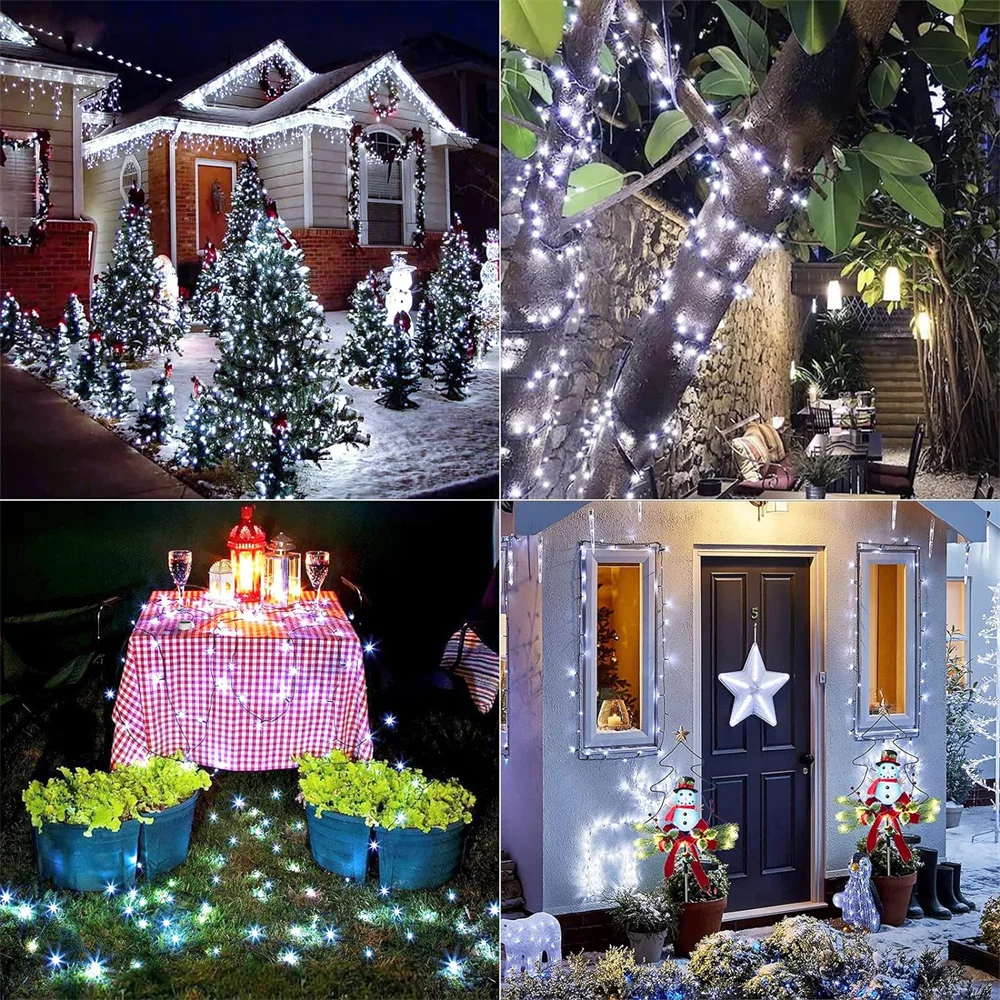 12M 100LED Solar Outdoor Light String  Waterproof LED String Holiday Outdoor Fairy Lights For Christmas Party Wedding Decoration