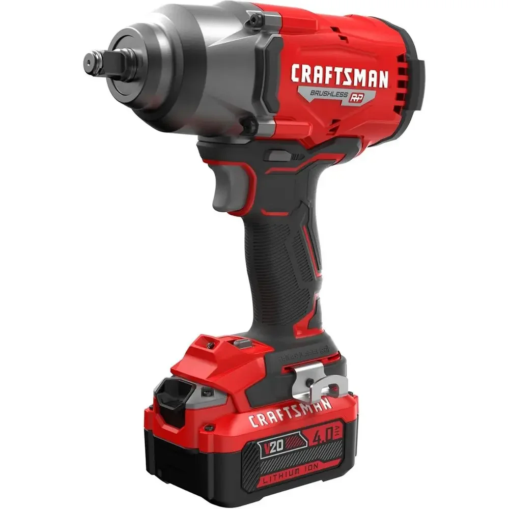 

Popular20V High-Torque Impact Wrench, Cordless, Brushless, 1/2 Drive, 4Ah Battery Included