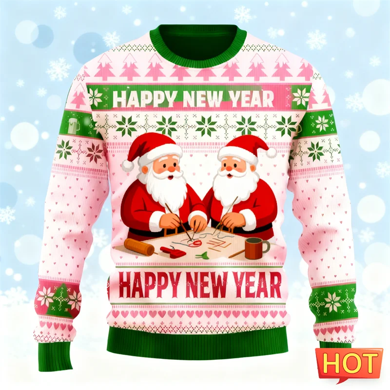 

Fashion Santa Claus Graphic Ugly Christmas Hoodies For Men Trendy Streetwear 3D Printed Sweatshirts Casual Oversized Pullovers