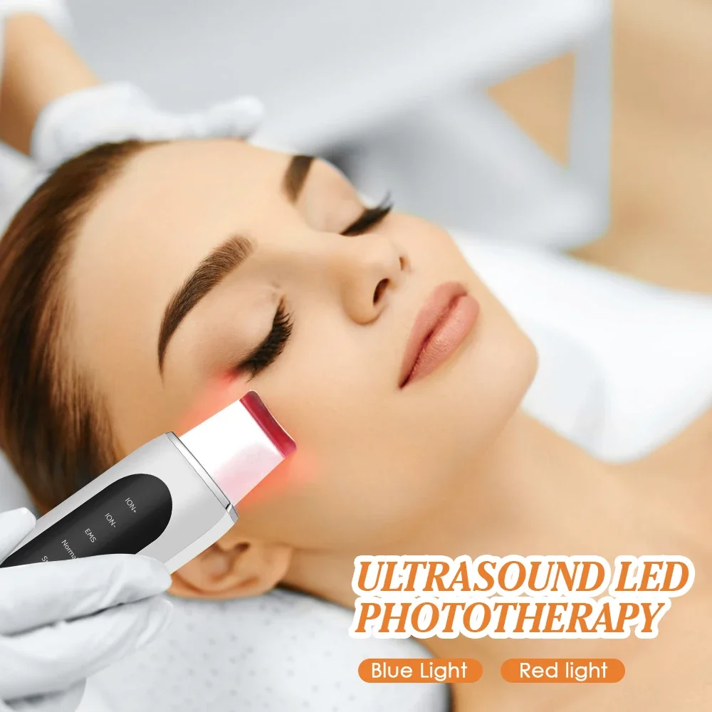 Épurateur de peau à ultrasons 5 Modes LED rouge bleu lumière EMS lifting points noirs dissolvant acné pores nettoyage Peeling Machine pelle