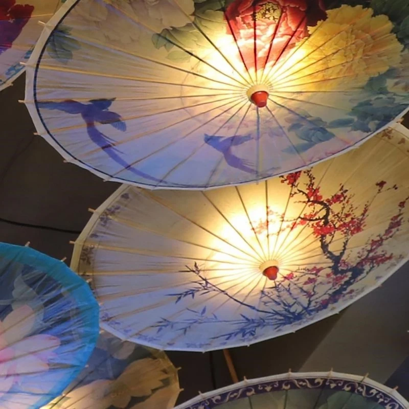 Chinese Peony Silk Cloth Umbrella Silk Cloth Umbrella Classic Style Decorative Umbrella Oil Paper National Painted Umbrella