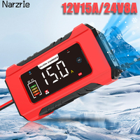12V-24V Car Motorcycle Battery Charger Pulse Repair 15A/8A Charger for Motorcycle Car Battery Repair Auto MotoAGM GE LiFePo4