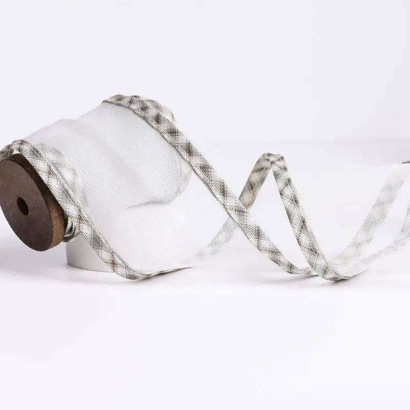 10 Yards 70MM black white snow gauze check ribbon DIY handmade material headwear hair bow clothing