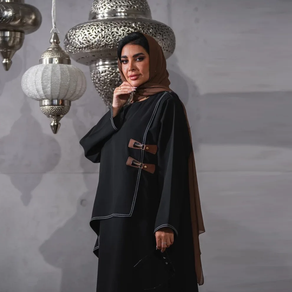 Eid Djellaba Dubai Abaya Abiti da donna Caftano a pieghe Abito modesto musulmano Maxi abito caftano arabo Ramadan Musulmane Vestido femminile