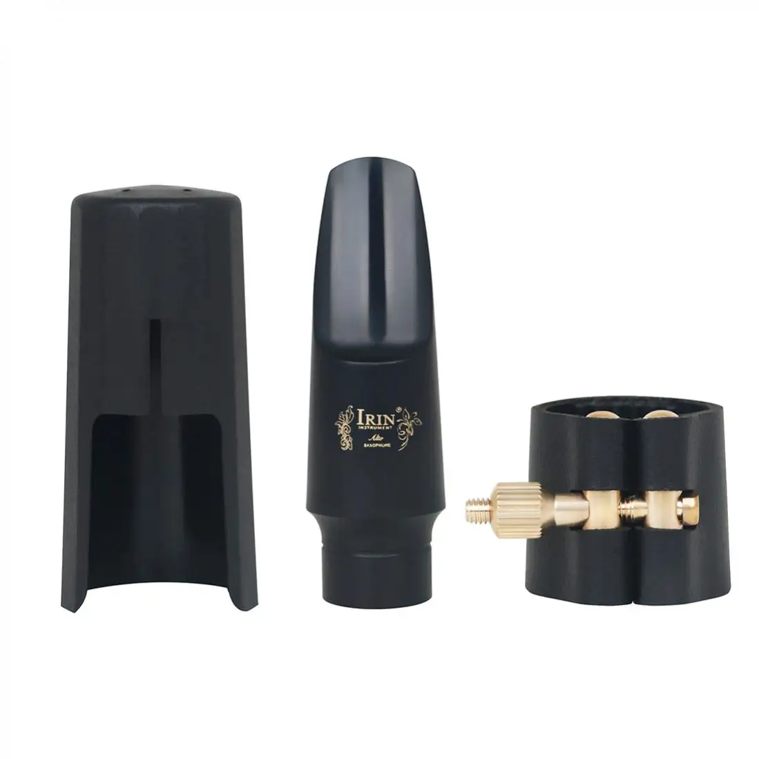 Plastic Alto Saxophone Mouthpiece with Cap Cover and Leather Ligature, Universal 3pcs Sax Mouthpiece Kit