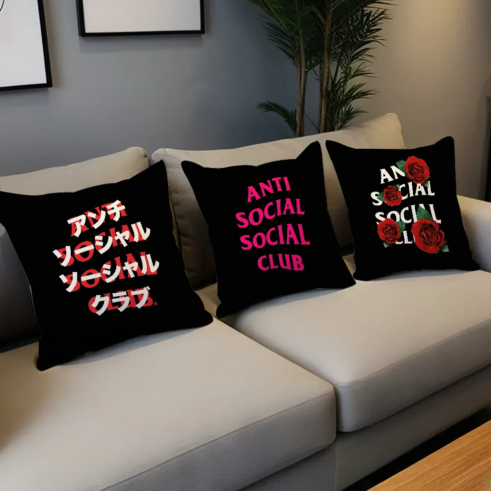 Anti S-Social Socials Club Pillow Case For Home Bedroom Room Decoration Living Room Sofa Cushion Cover Suitable