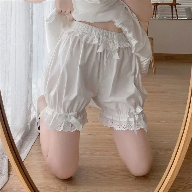 

Pants Kawaii Panties Knickers Shorts Victorian Girl Elastic White Women Bowknot Ruffles Lolita Cute Lace Bloomers Safety