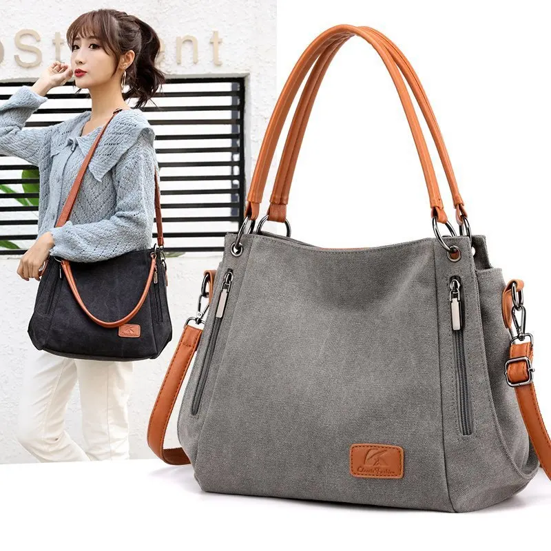 Bolsos de hombro simples con mochila cruzada de cuero, bolso de mano de viaje versátil de gran capacidad, bolsos de lona de moda para mujer, nuevo