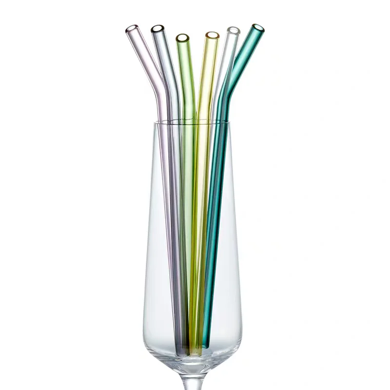 

10PC Glass Straw + 2 Cleaning Brush Pipet Environmental Glass Health Baby Drinking Straws Pipette Drinking Straws Eco-friendly