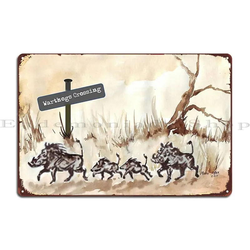 Warthogs Crossing Metal Plaque Poster Club Customize Mural Create Club Tin Sign Poster