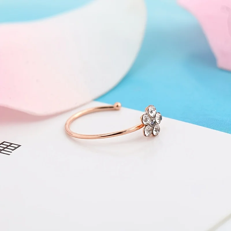 1pc  Fake Piercing Flower Clip Nose Ring Fake Nose Ring Stud Non Piercing Stainless Steel Ear Cuff Body Jewelry
