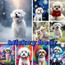 Maltese Dog 5D AB Diamond Painting Kit Cute Pet Dog Picture Diy Diamond Embroidery Cross Stitch Animal Home Wall Decor Hand Gift