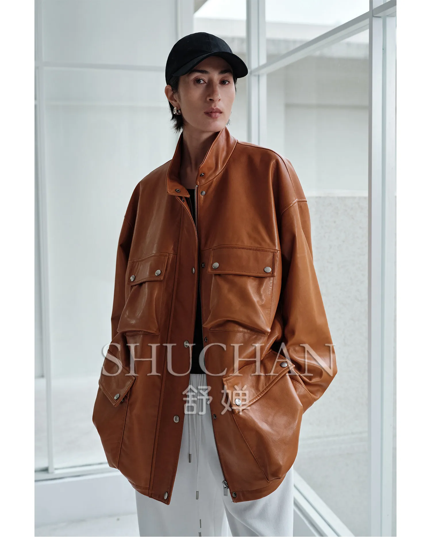 2026 Autumn Winter Jacket Women's Fashion Show Handsome Tooling Style, High Luxury Imported Lambskin Trench Coat-style Jacket