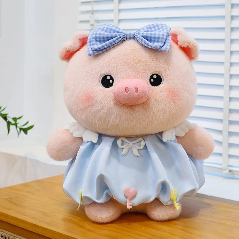 Jouet en peluche petit cochon mignon de 30CM, robe à nœud pour habiller une poupée cochon douce comme cadeau d'anniversaire et de noël pour enfants
