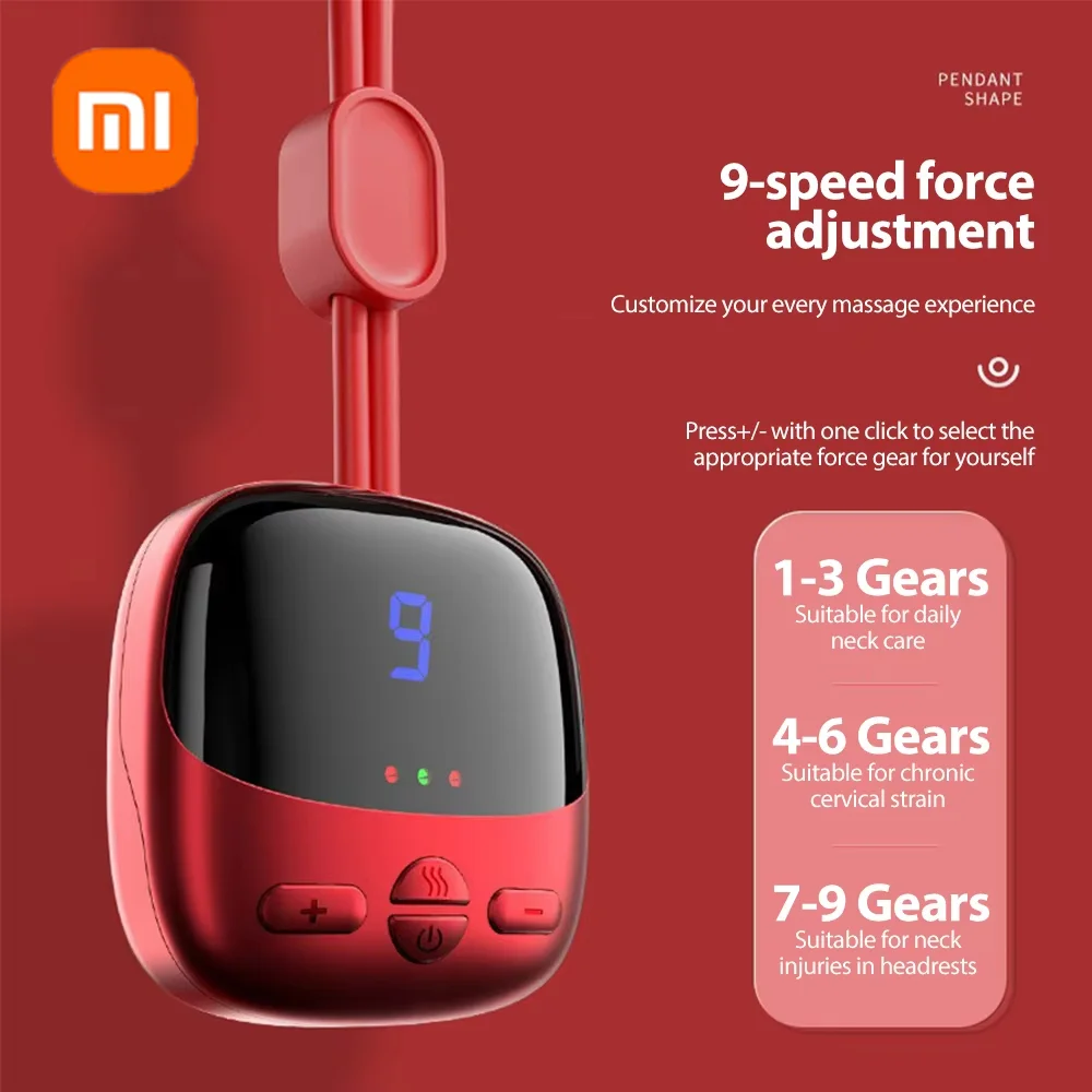 

Подвесной массажер для шейного отдела позвоночника Xiaomi, 4 режима массажа, 9 уровней интенсивности, портативный массажный кулон, расслабляющий шею, плечо, новинка