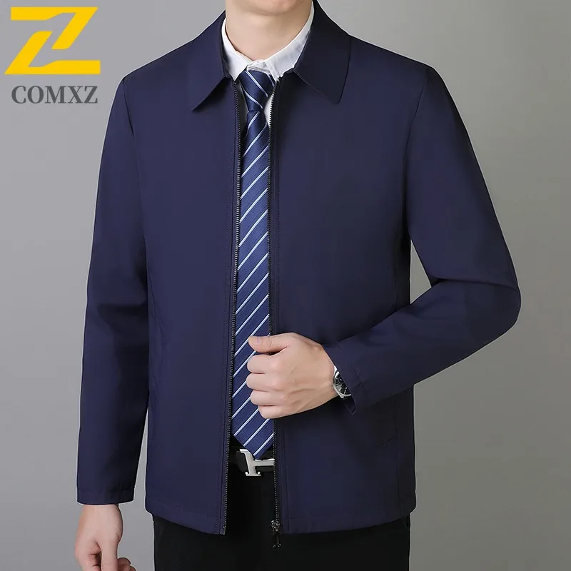 سترة رجالي COMXZ Premium 2025 مريحة للمشي لمسافات طويلة والسفر سترة مقاومة للبرد كلاسيكية بلون سادة مقاومة للرياح ملابس شتوية