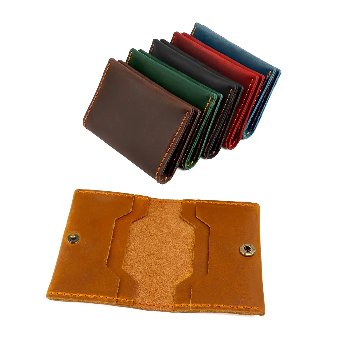 

Men Credit ID Card Holder Genuine Top Layer Cowhide Leather Women Business Card Holder Wallet Bifold Crazy Horse CardHolder