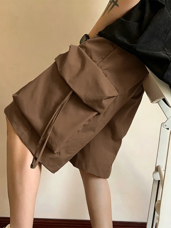 Casual Multi-Pocket Workwear Style Shorts Men's Women's Summer Loose Five-Quarter Length Trendy plus Size Mid-Waist Polyester...